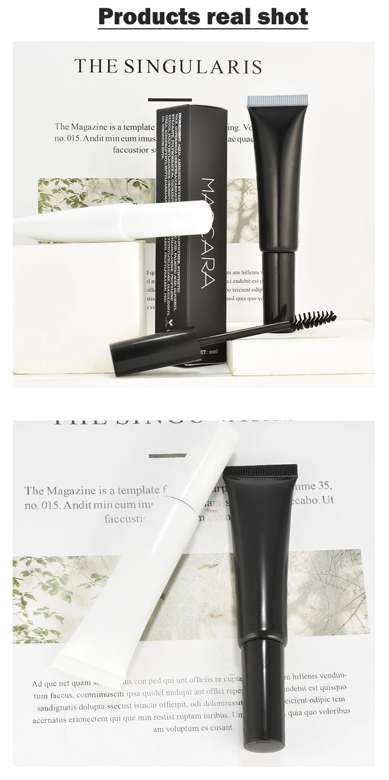 Lash Mascaras White Squeeze Tube Custom Logo Waterproof Lasting Black