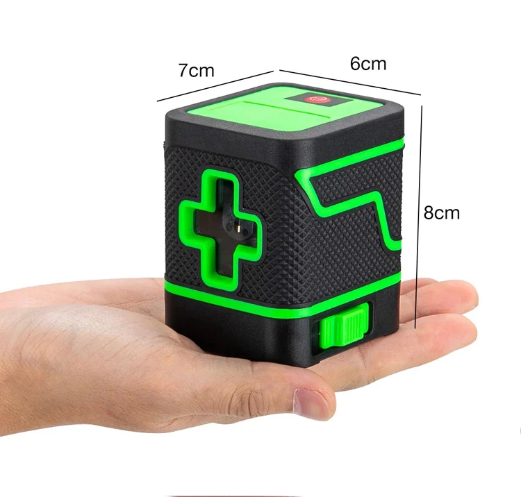 Green Self-Leveling Two Lines Cross Line Laser Level With Adjustable Brightness for Professional Home Building DIY