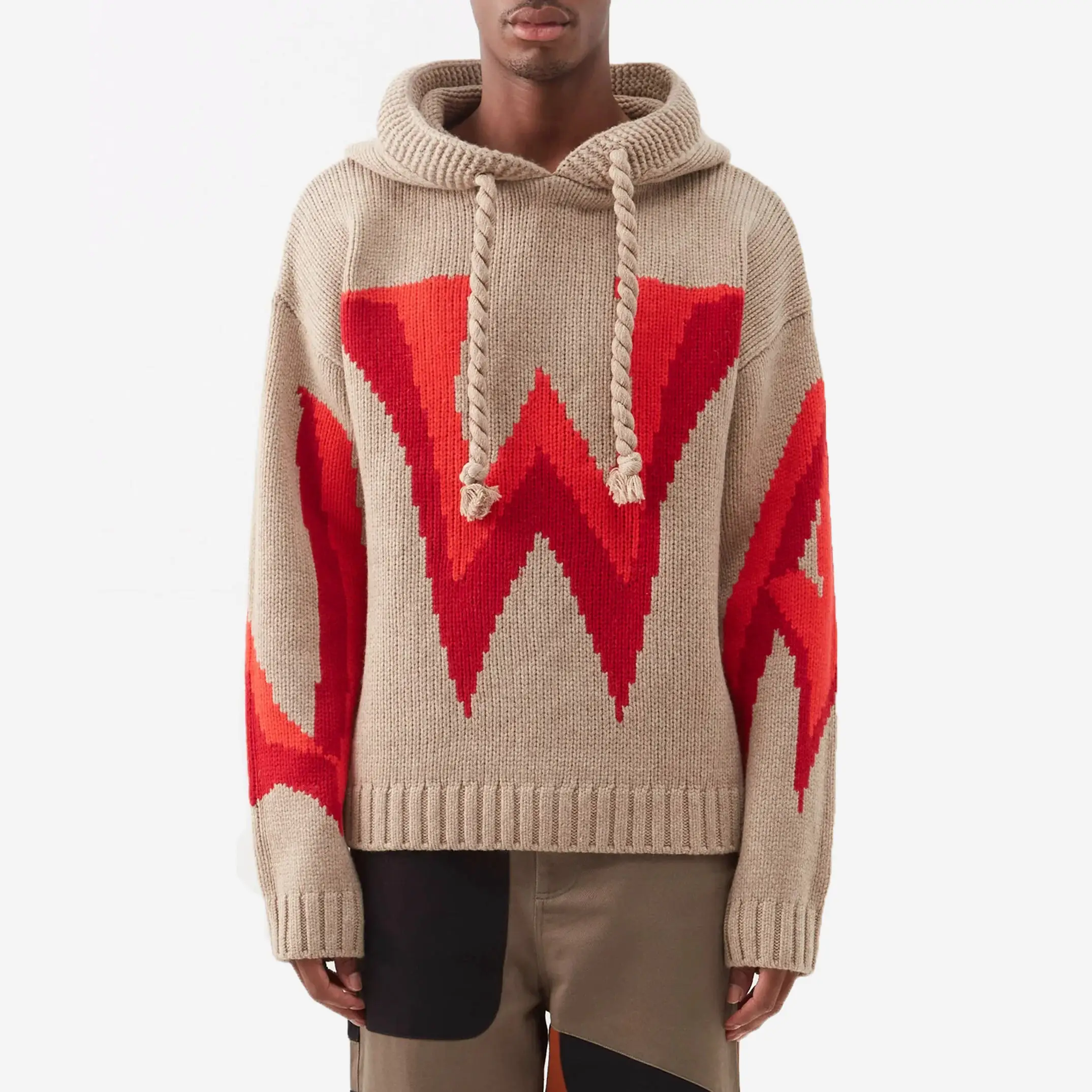 Senior Custom Cashmere Wool Knitted Pullover Hoodie Cotton Knitwear Men