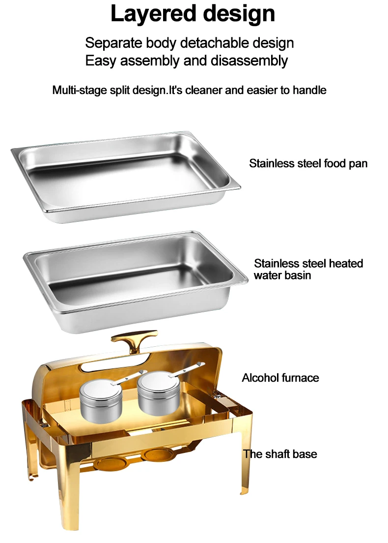 Chaffing Dishes Buffet Catering Stainless Steel Luxury Food Warmer Gold Cheffing Chafing Dish