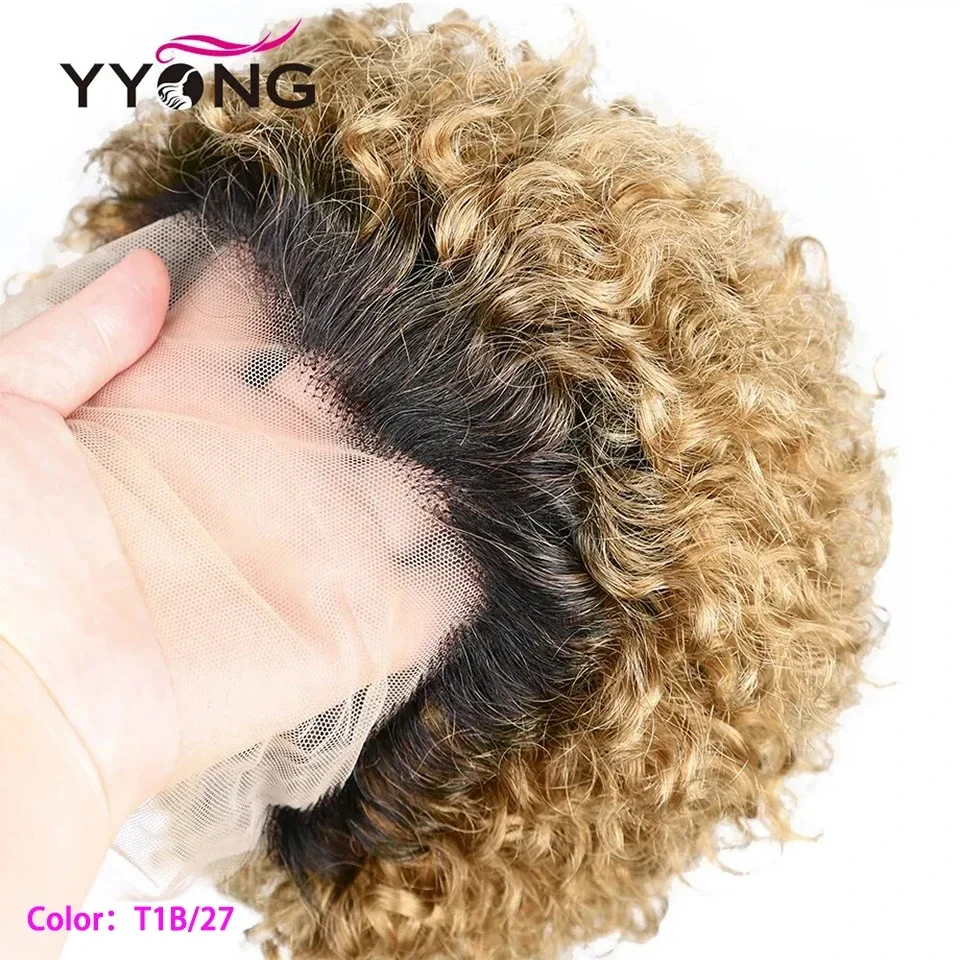 Korte Pixie Cut Pruik Menselijk Haar Pruiken Water Wave Ombre Bruin 13x1 Transparante Kant Voorkant Pruik Braziliaanse Maagdelijke Krullende Pruiken Voor Vrouwen_voghion.com