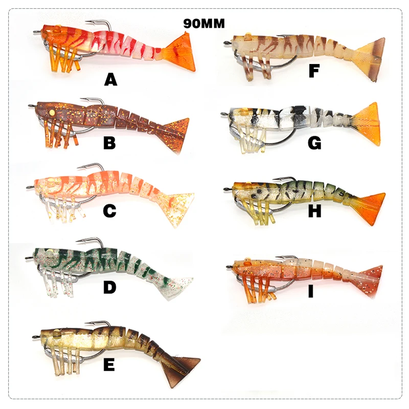 Takedo Lv01b Best Sea Bass Lure Shrimp Bait 90mm 8g Vmc Hooks Soft