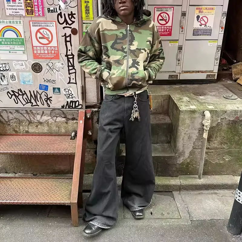 Salati Custom Brand Baggy Double Zipper Stitch Sublimation Dtg Print Oversized Boxy Fit Embroidered Camouflage Camo Hoodies Men gallery 4