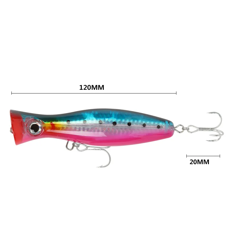 8 colors popper fishing lure saltwater sea fishing hard bait topwater  120mm/40g with 2# hooks