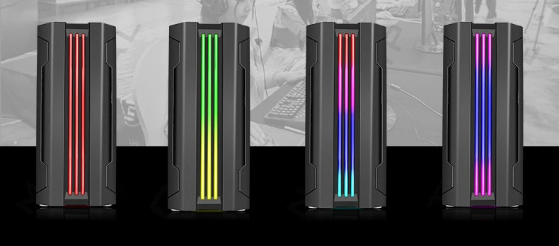 Illuminated Computer Case Casing RGB Light Gaming Case ATX Transparent Large Board Side Game Case Computer Hardware Accessories