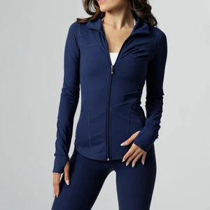 Custom Logo Long-Sleeve Jackets Gym Hoodies Zipper Training Fitness Gym Wear Breathable Workout Yoga Sports Jacket for Women