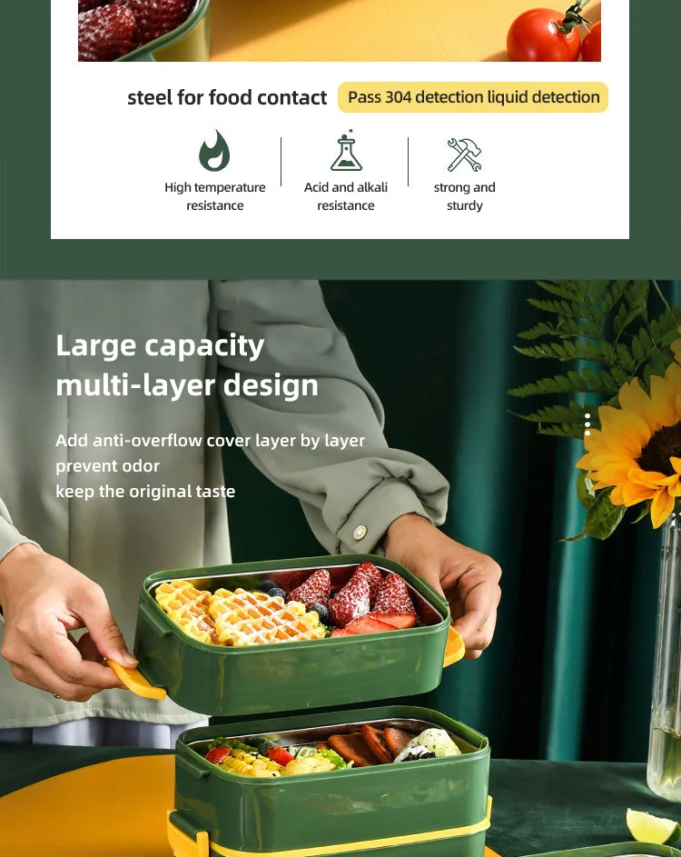 Factory Direct Kitchen Lunch Box 304 Stainless Steel Foo Lunch Box Kids