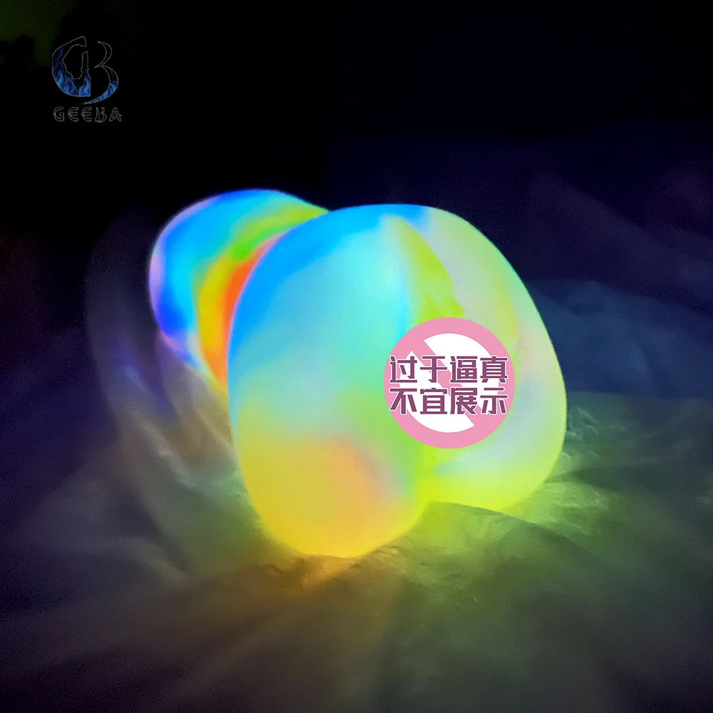 GEEBA Glow in the Dark Dildo Liquid Silicone Male Torso Sex Toy Realistic Vagina Penis Massagers for Men Pocket Pussy Sex Toys