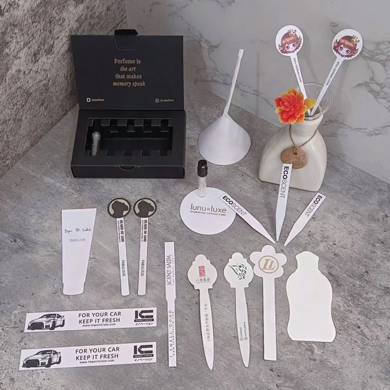 Custom Embossed Logo White Black Blotting Paper Fragrance Tester Strips