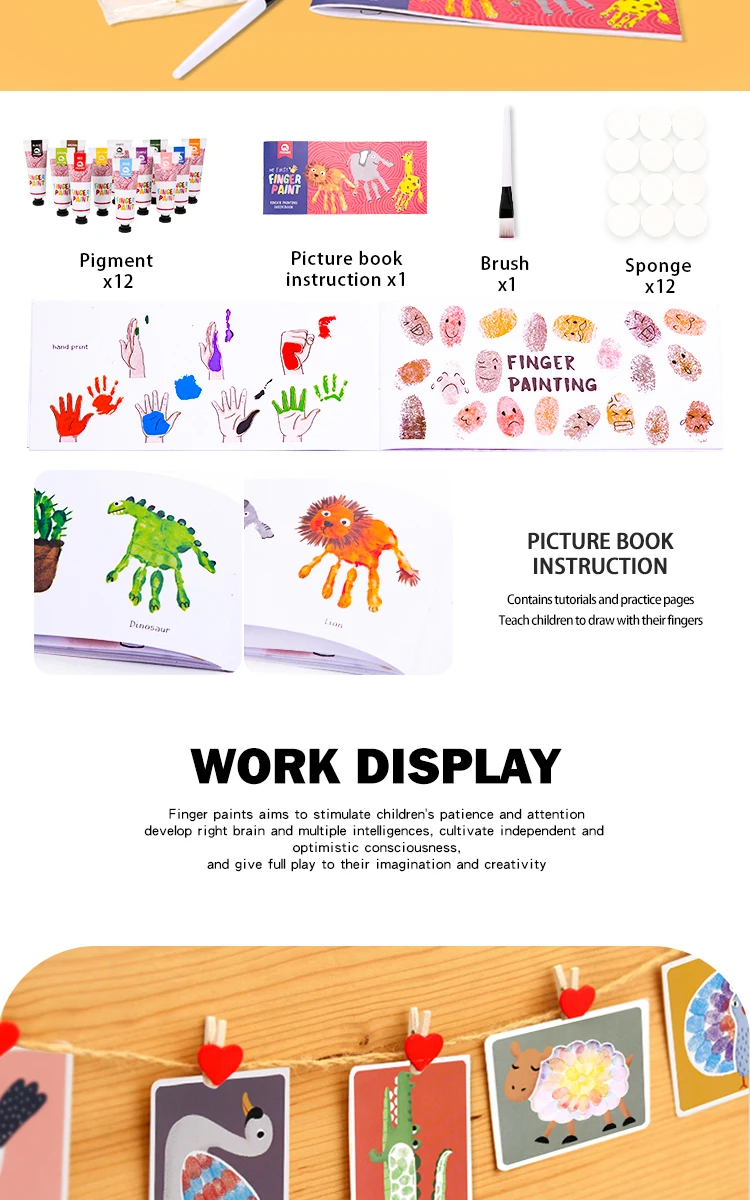 Colorful Finger Paint Washable Non-toxic Friendly Diy Painting For Kids  Funny Finger Paint Kit With Animal Cards And Sponge - Buy Finger Paint,Finger  Painting Kit,Washable Finger Paints Product on 