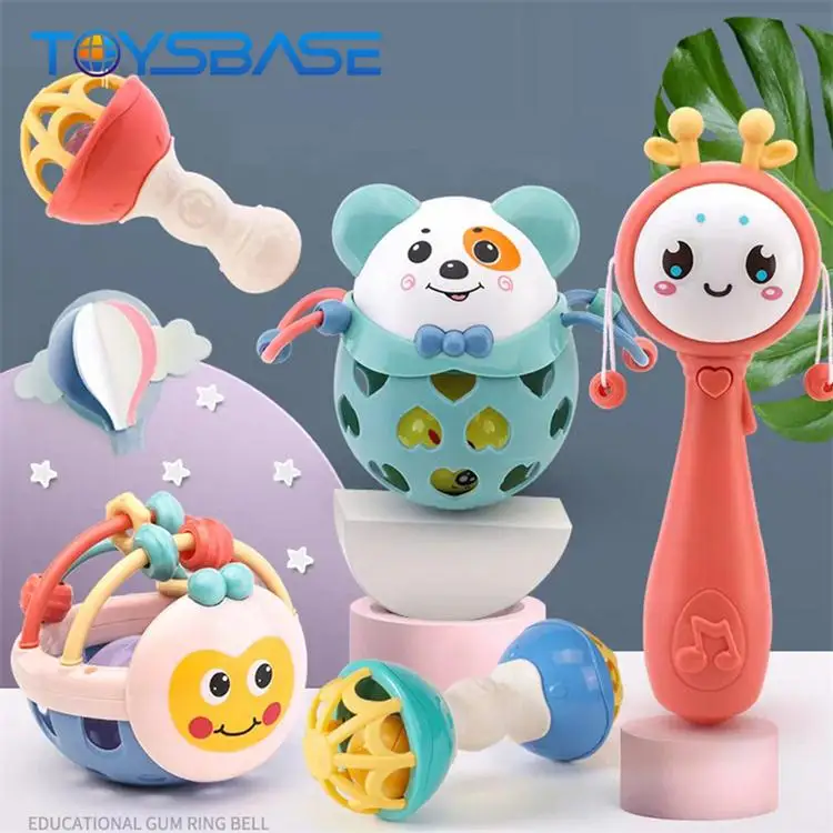 Оптовая продажа, Прорезыватель для зубов и набор из мягкой резины, детские погремушки, музыкальные игрушки, детские погремушки