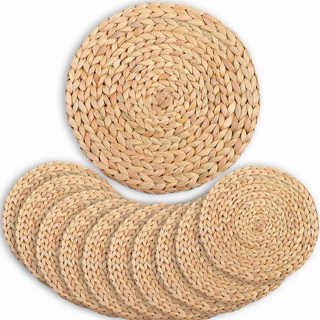 Hand-Woven Water Hyacinth Grass Dining Placemat Eco-Friendly Heat Insulation Plate for Amazon Thickened  Pot Mat Household Use