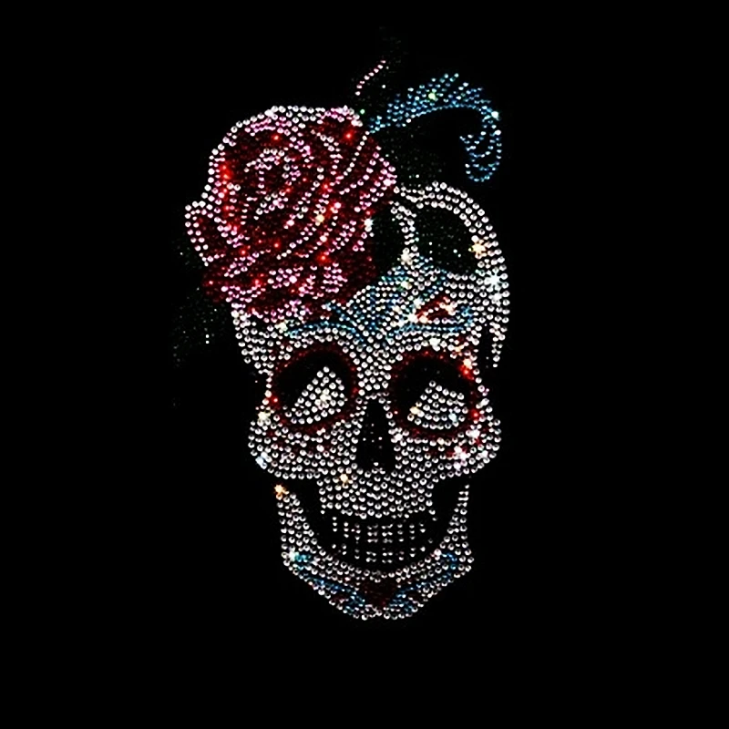 Free sample Custom hotfix rhinestone transfer pattern bling iron on transfer flower