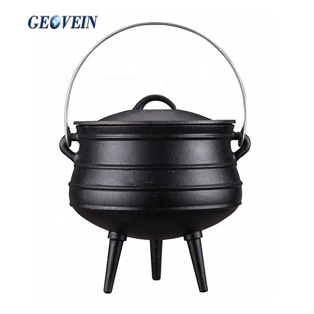 Flat Bottom Cast Iron Potbelly Cauldron - BBQ Grill Cast Iron Kettle