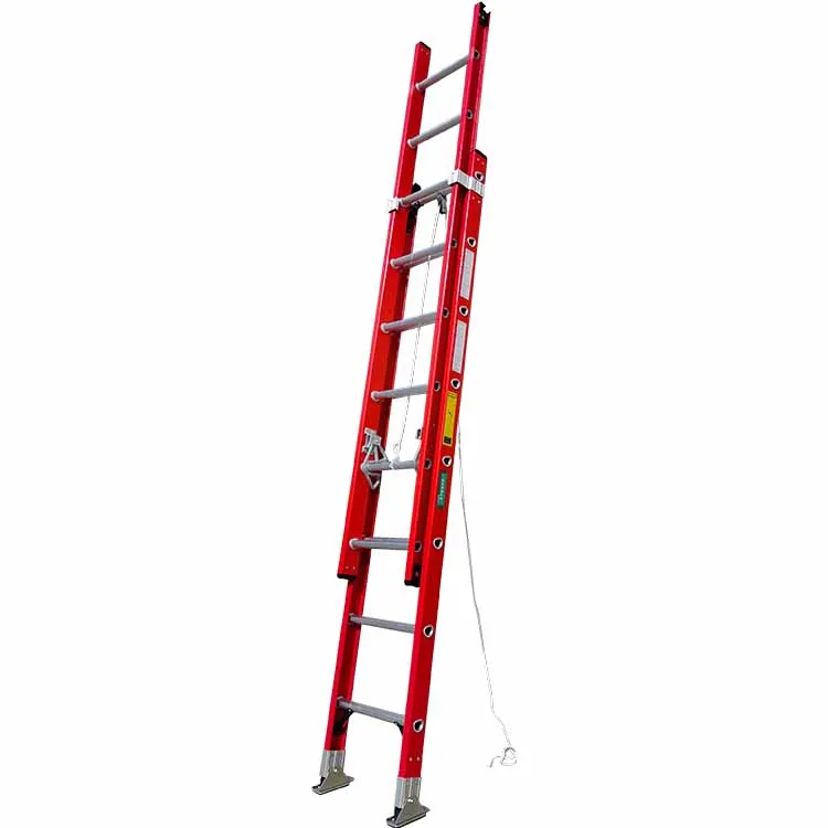 Heavy duty top section fiberglass d-rung leveling high visibility extension trestle leaning ladder