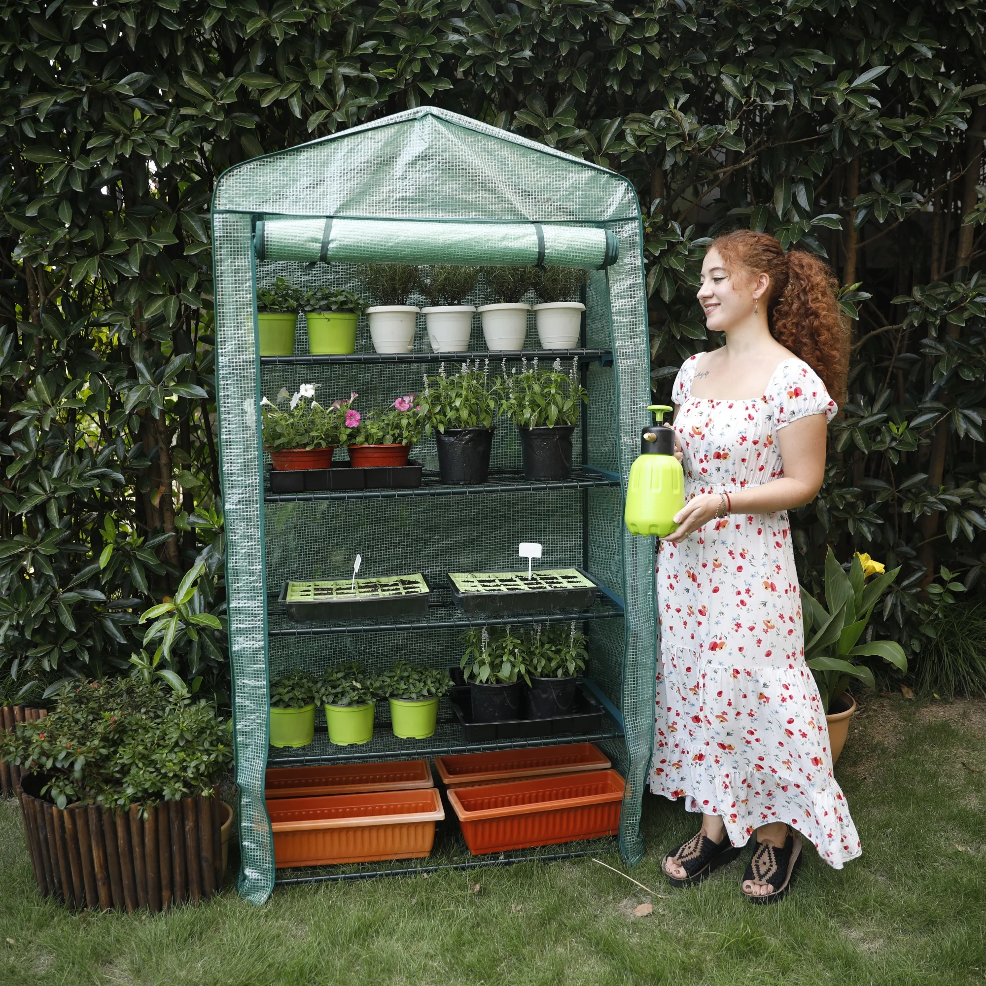 Serre De Jardin Et Balcon PVC Renforcée - 126 X 69 X 49 Cm Avec Porte Zippée Enroulable (Cadre Non Inclus)