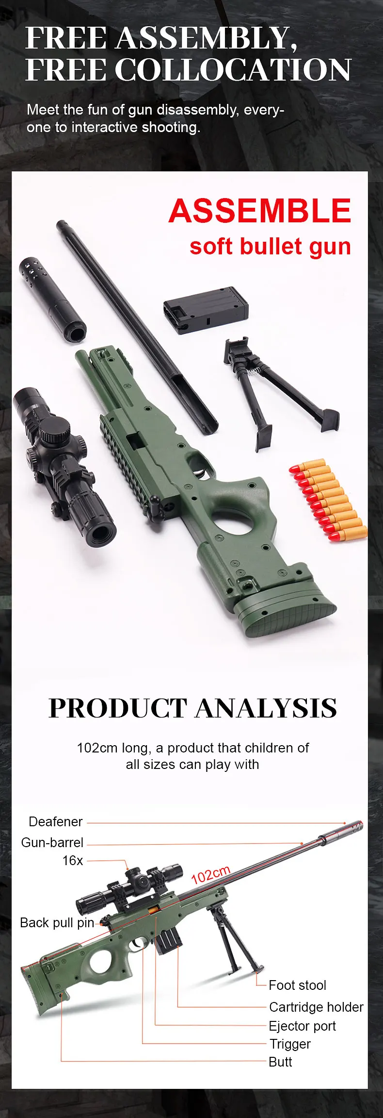 Shell Ejecting Toy Gun Soft Bullet Yellow Air Soft Children Pretend ...
