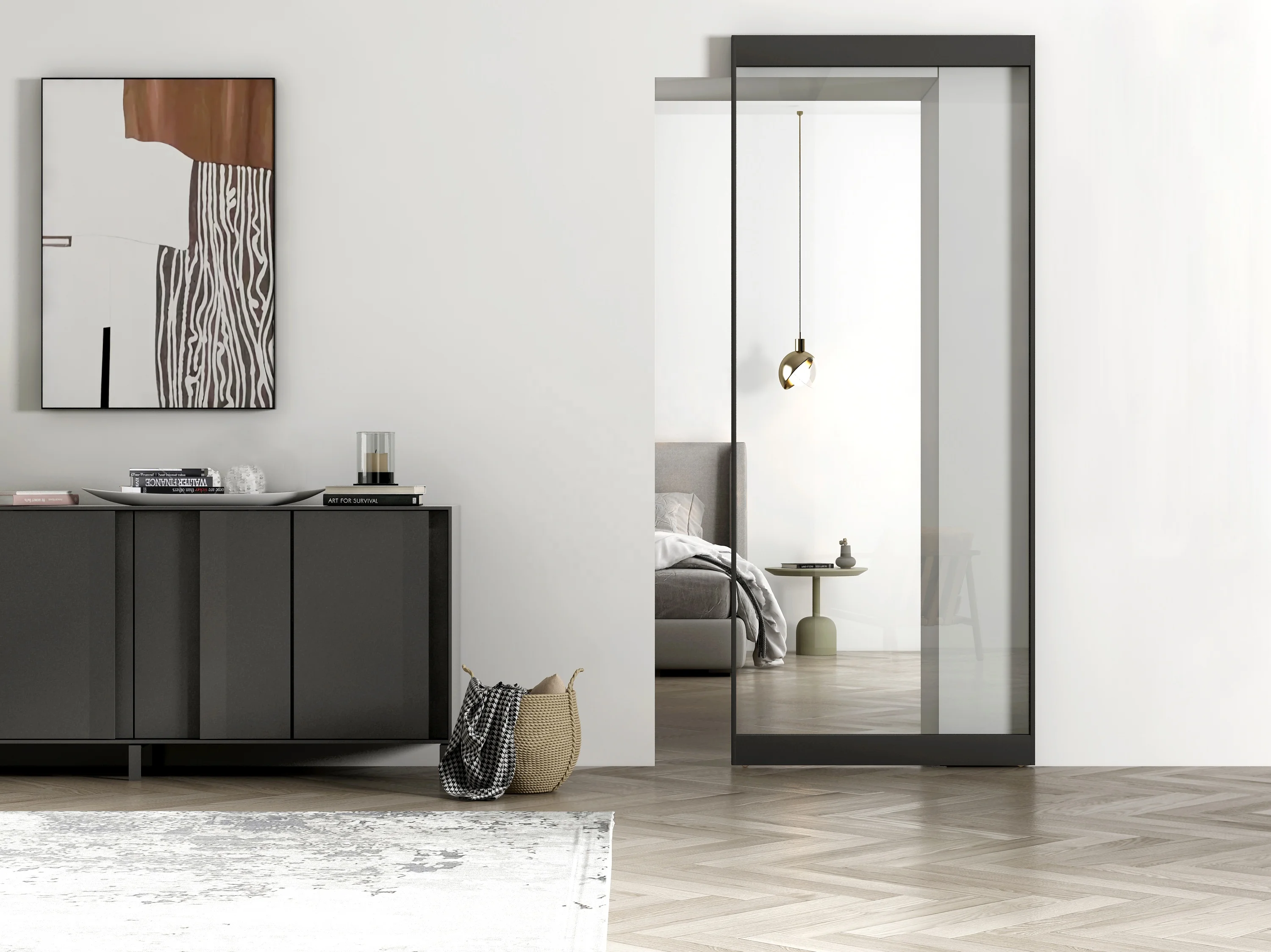 Concealed Sliding System With Soft Close Mechanism, GHOST SLIDING GLASS DOOR ALUMINUM
