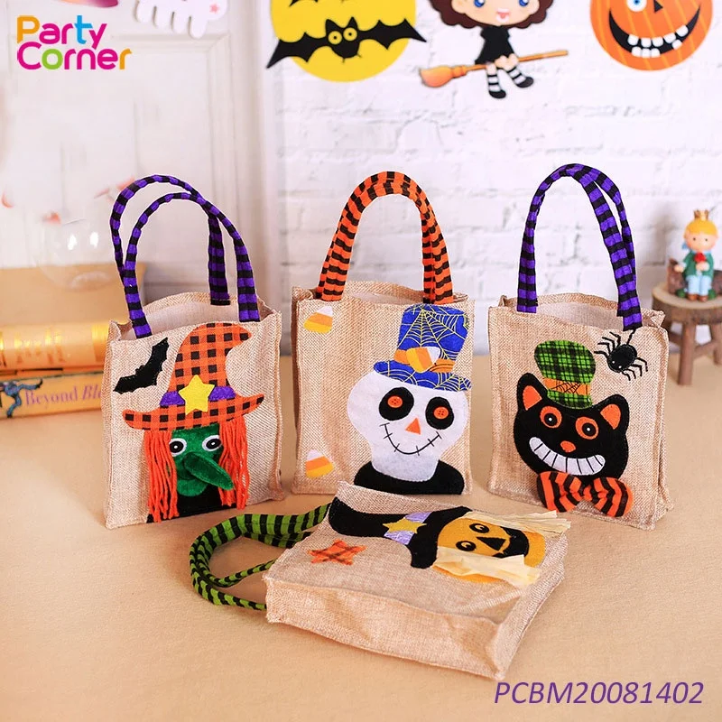 
Halloween Party Small Burlap Bag Reusable Trick or Treat Candy Sack Bags Halloween Bags 