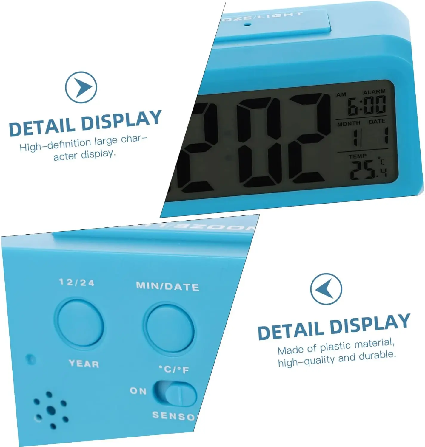 The Most Popular Office Table Student Kids Time Data LCD Electronic Nightlight Digital Alarm Clock