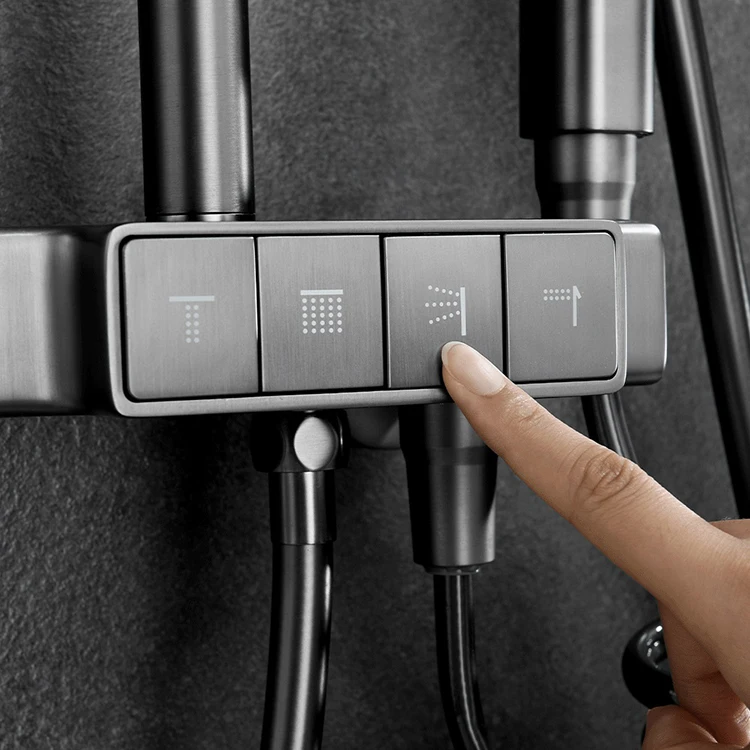 Juego de sistema de ducha con llave de piano cromado para baño