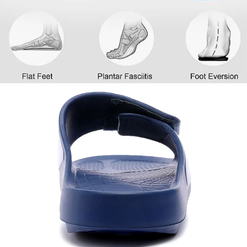 Adjustable Custom High Arch Support Orthopedic Slippers for Flat Feet  Slides Open Toe Comfortable Beach Shoes for Men