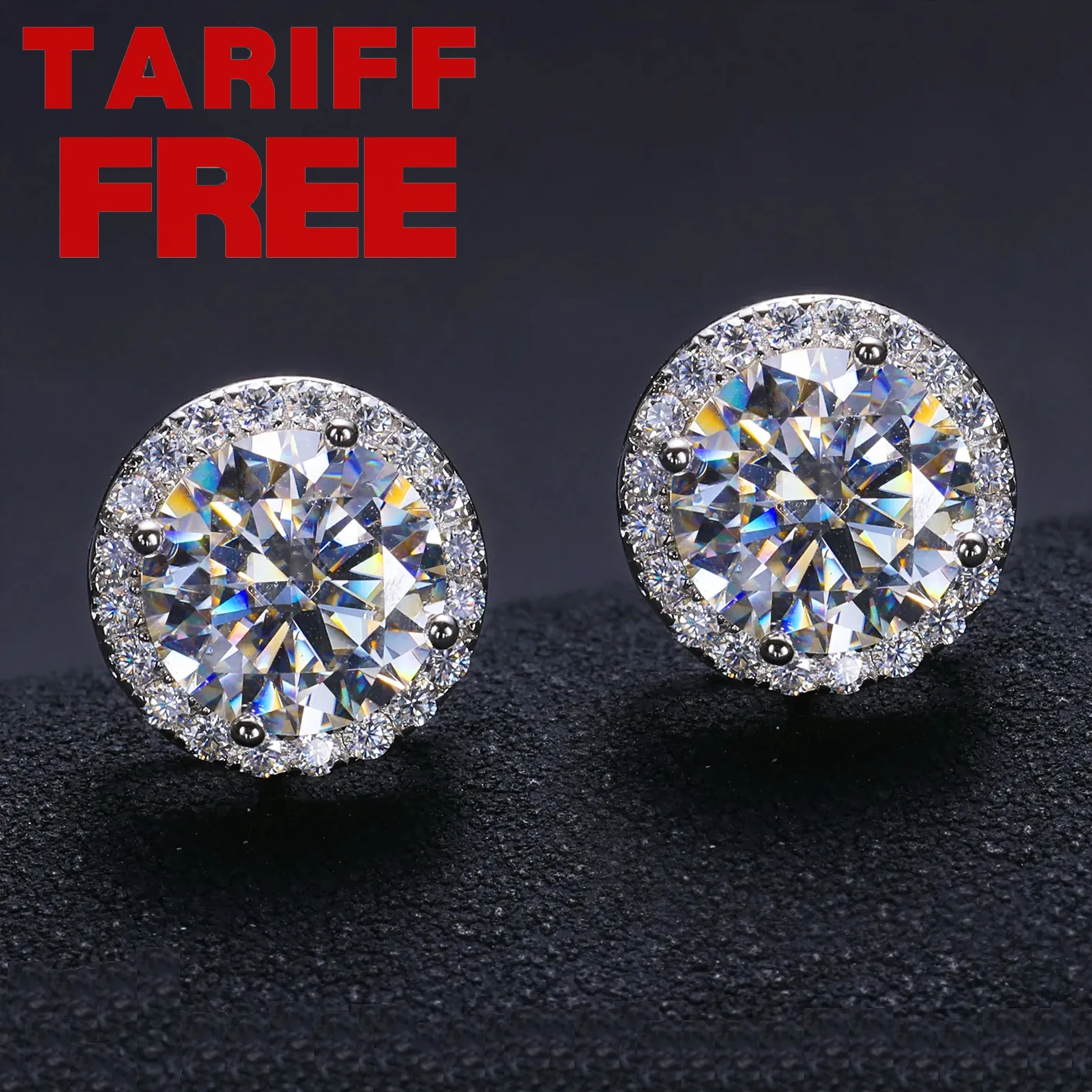 Boucles D'oreilles Clous Homme/femme Moissanite 2 Ct, Argent 925, Certifié GRA – Neuf