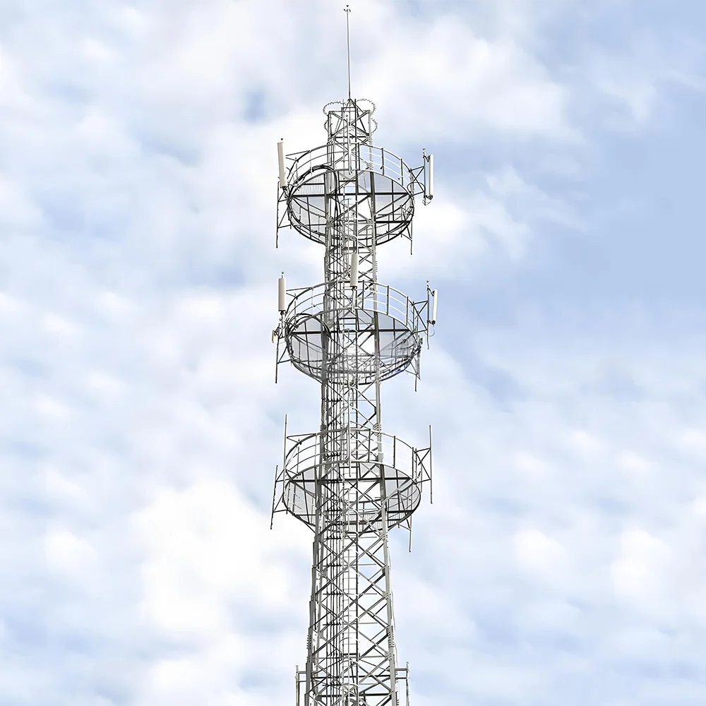 HDG Self-supporting Steel Triangular Lattice Tubular Telecom Communication Tower 35m with 50-Year Service Life
