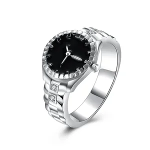 Wholesale Zircon Stone Ring Watch for Women Elegant Finger Jewelry With Watch Face Trendy Design