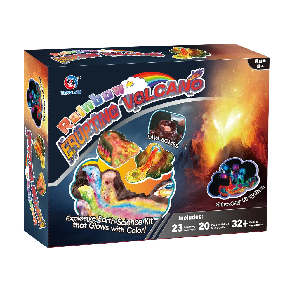 2025 Newest Volcano Making Kit Glow in the Dark Volcano Eruption Science Kit Colorful Chemical Experiment Toy for Kids