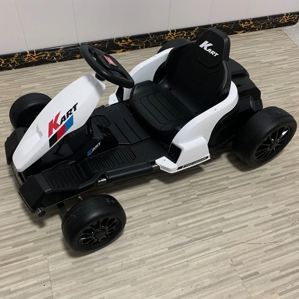  XJD Electric Go Kart 12V Battery Powered Pedal Go Karts for 3+  Kids on Car Electric Vehicle Car Racing Drift Car for Boys Girls with  Bluetooth/FM and Remote Control (White) 