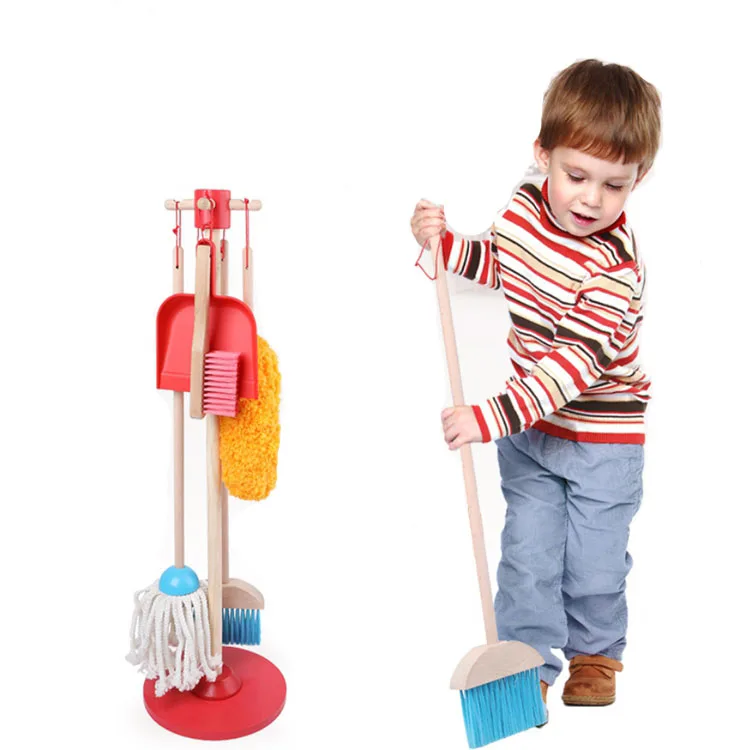 Montessori Mama Pretend Play Kids Cleaning Set - Toddler Cleaning Set -  Kids Broom and Mop Set for Toddlers with Stand, Duster, Dust Pan, Hand