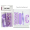 Conjunto morado de 4 piezas.
