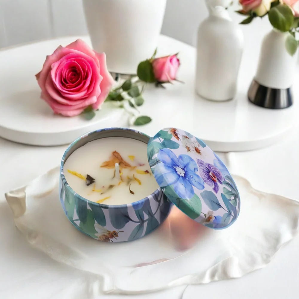 Custom Logo Scented Aromatherapy Candle Jar Dry Flower Soy Wax Scented ...