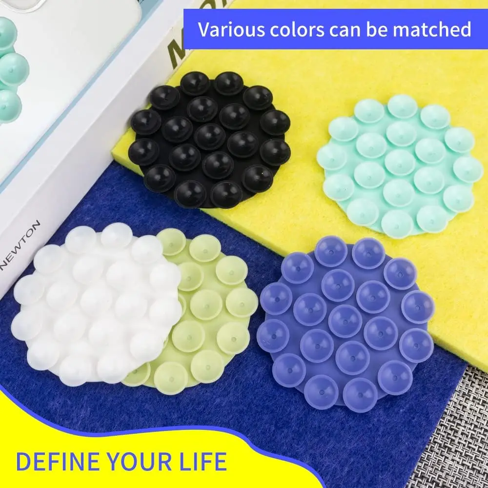 Round silicone pad for mobile phone holder and portable charger with suction cups and Self Adhesive suction cup