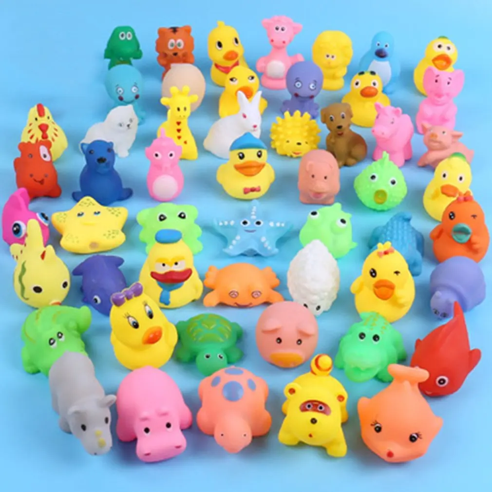 Toddlers Swimming Dabbling Water Toys Safe PVC Material Squeaky Soft Plastic Cartoon Animal Bath Toy For Baby 4