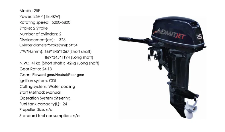 Brand New Chinese Small 2 Stroke 3.5HP 6HP 9.8 HP 15HP 20HP 40HP 55HP 60HP Gasoline Boat Engines Outboard Motor