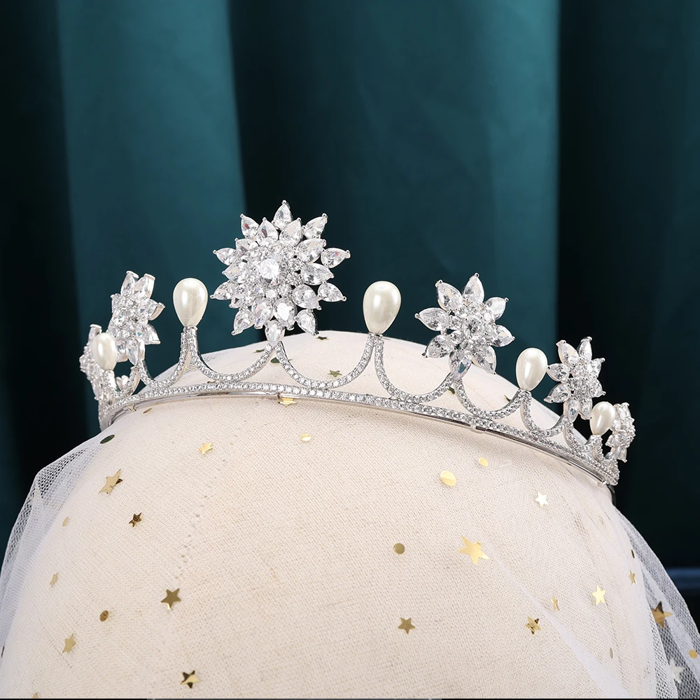 Женский обруч для волос с фианитами свадебное украшение искусственным жемчугом аксессуар