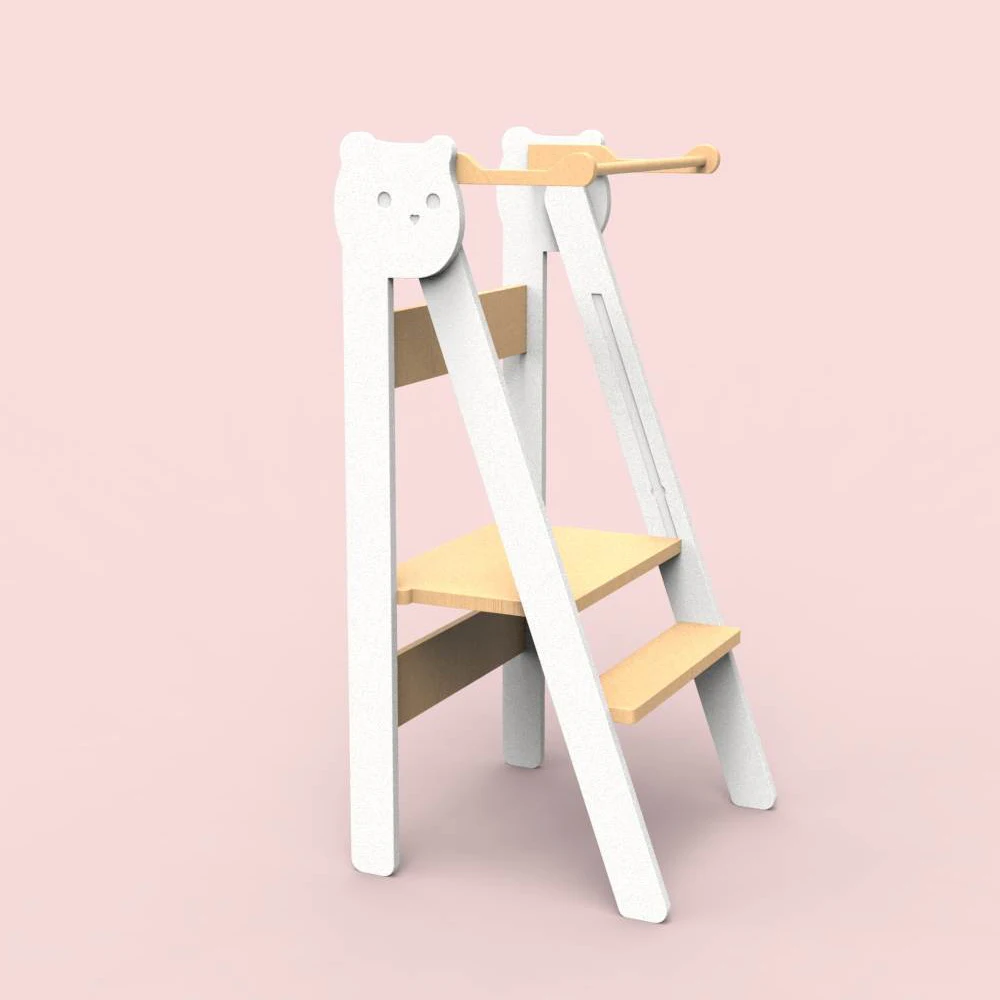 Wooden Fold Kitchen Stool Helper For Kids With Nonslip Mat Toddler