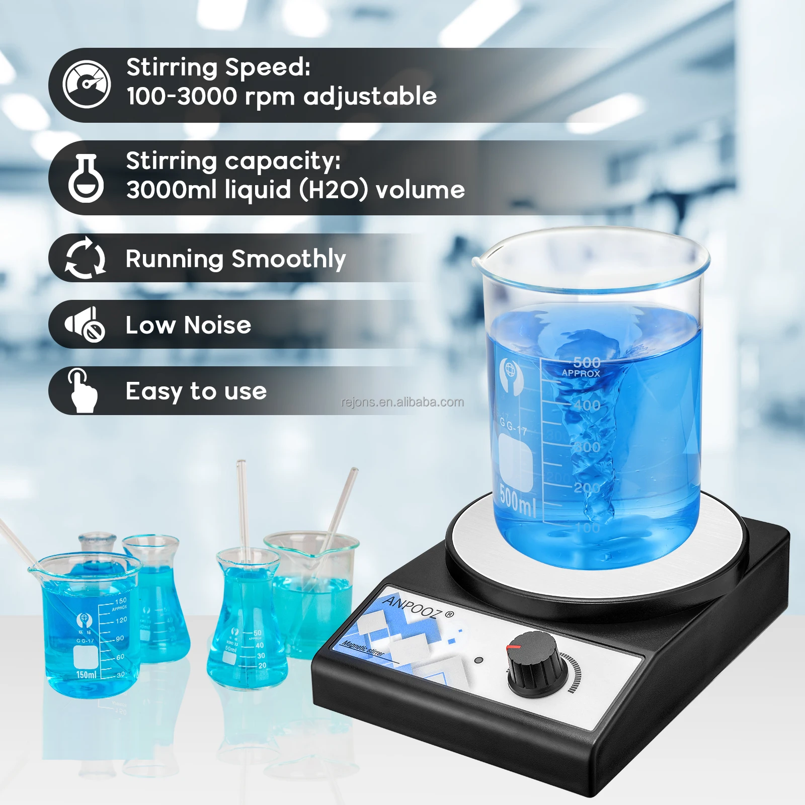 Magnetic Stirrer Magnetic Stir Plate 3000rpm Lab Stirrers With Stir Bar ...