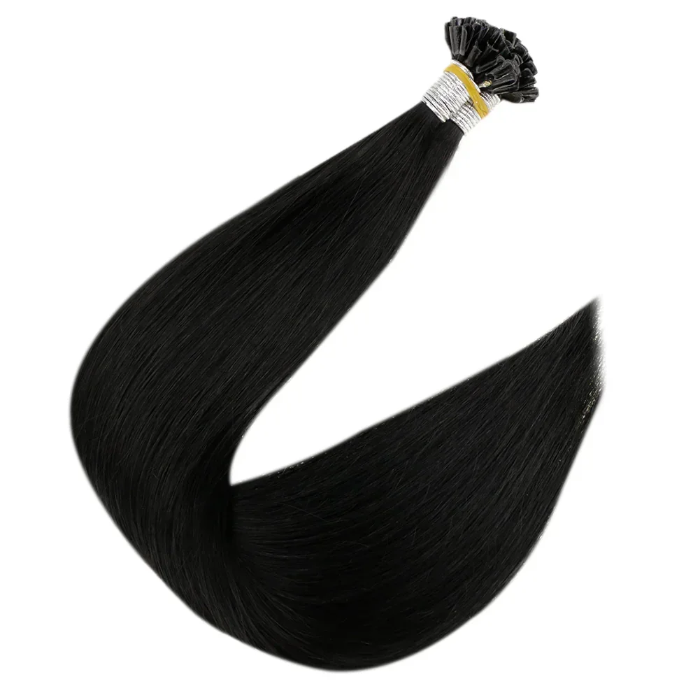 LaaVoo Human Hair Extensions Remy Pre-bonded Pure Color Fusion Nails Tip_voghion.com