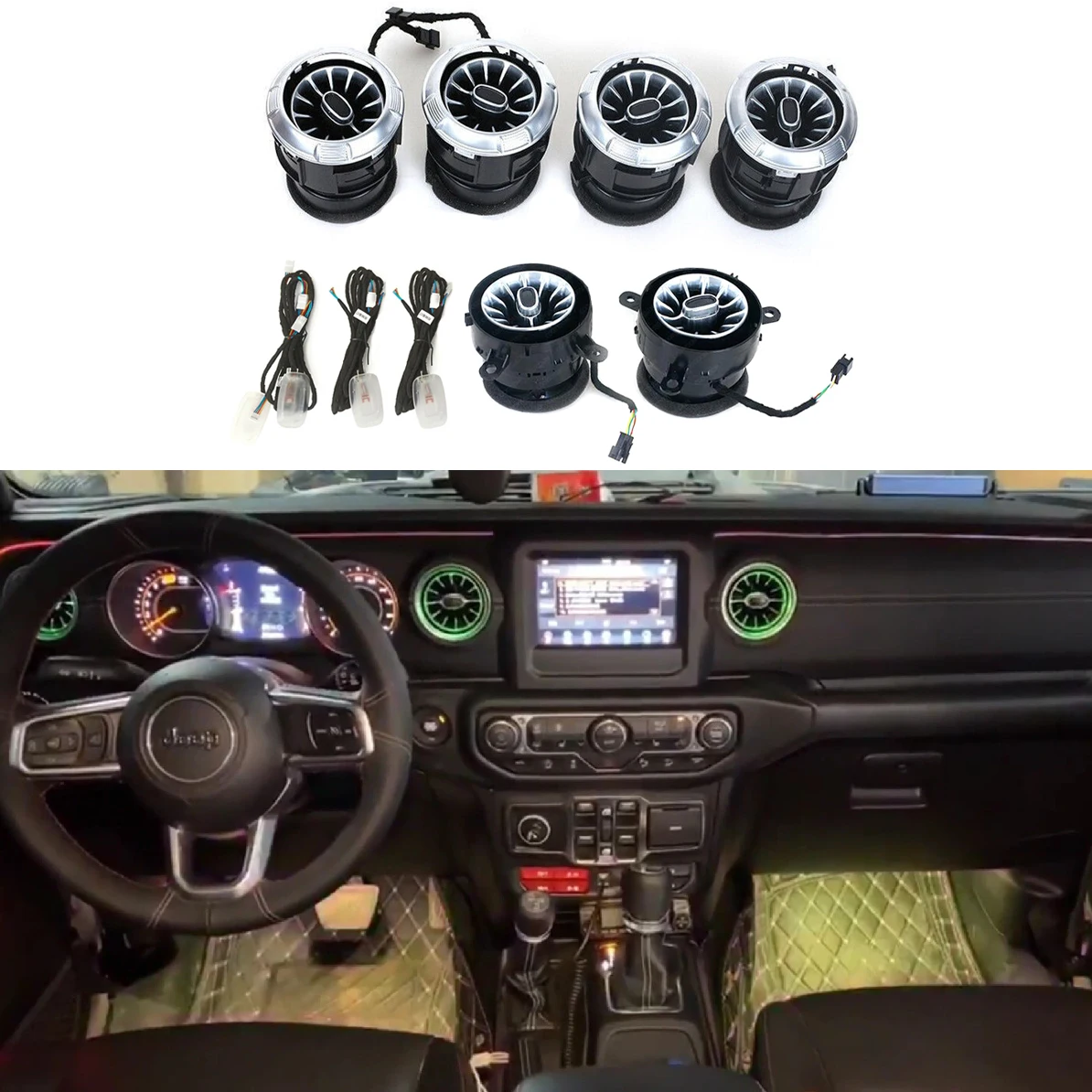 Jeep Wrangler JK/JL Turbo Air Vent with 64-Color LED Lights