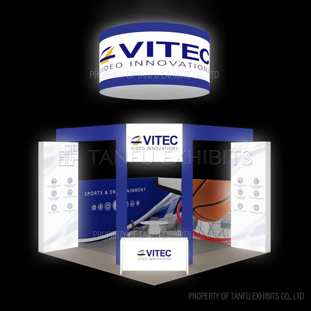 6m Island Tradeshow Booth With Round Hanging Banner