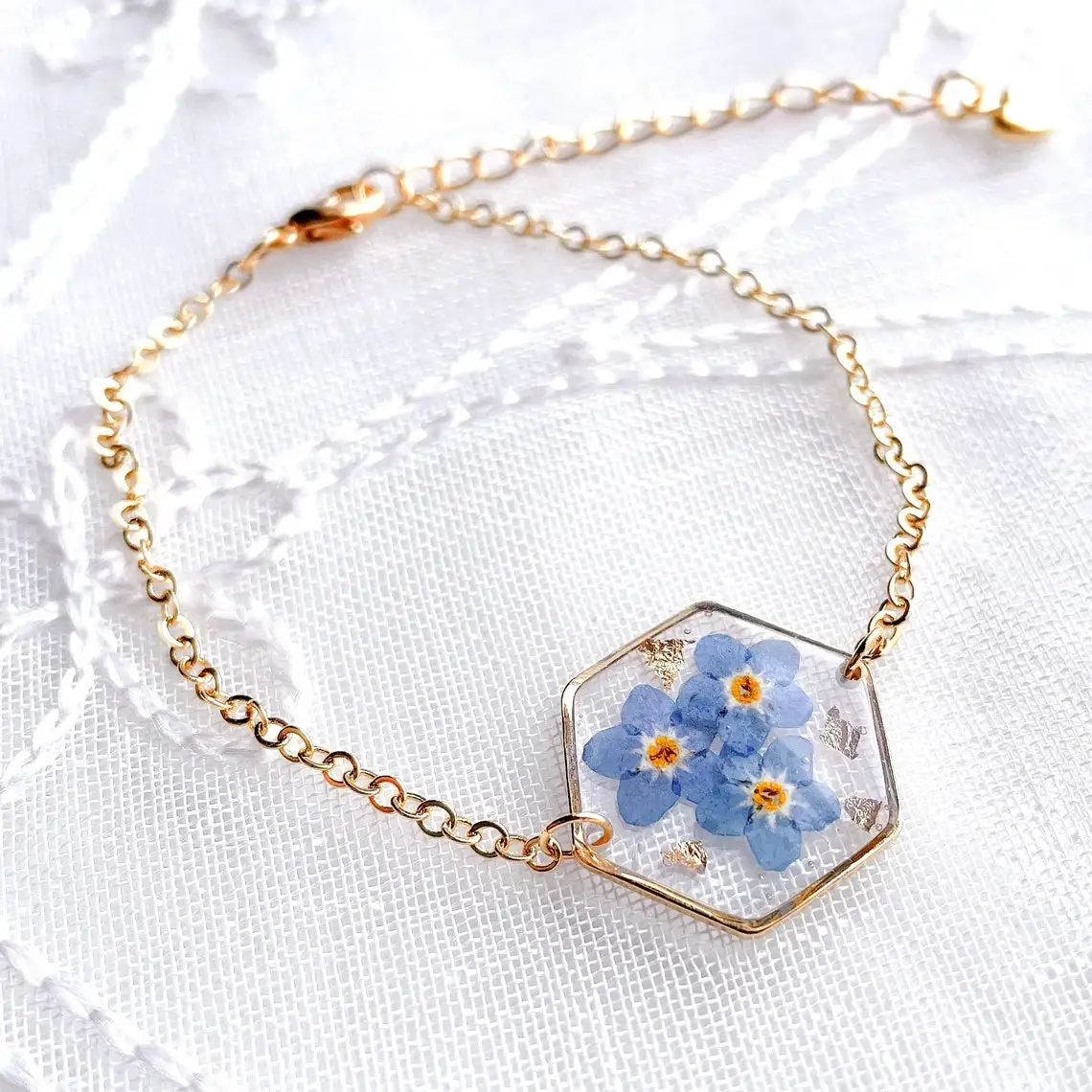 New Bestselling Real Dried Flower Handmade Diy Resin Natural Flower Bracelet Women's Wrist