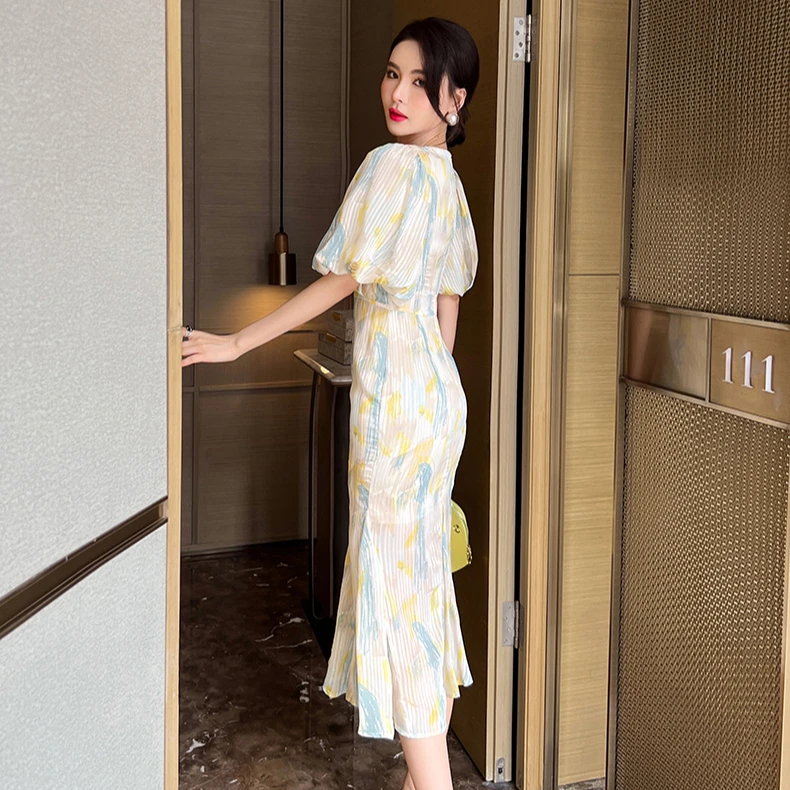 ZYHT-Vestido largo informal de satén de doble capa para mujer