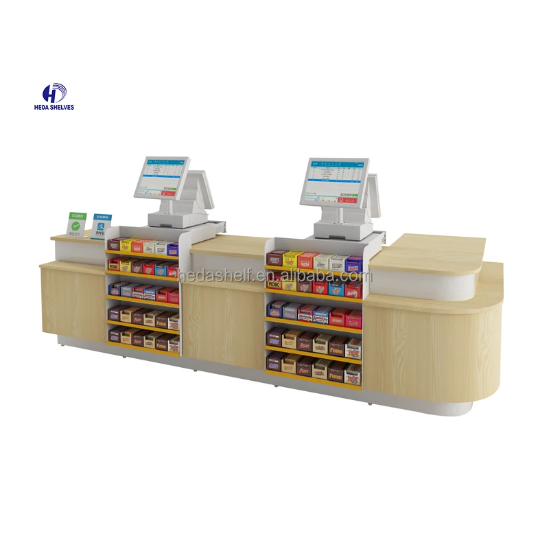 Modern Design Retail Shop Supermarket Wooden Checkout Counters - Buy ...