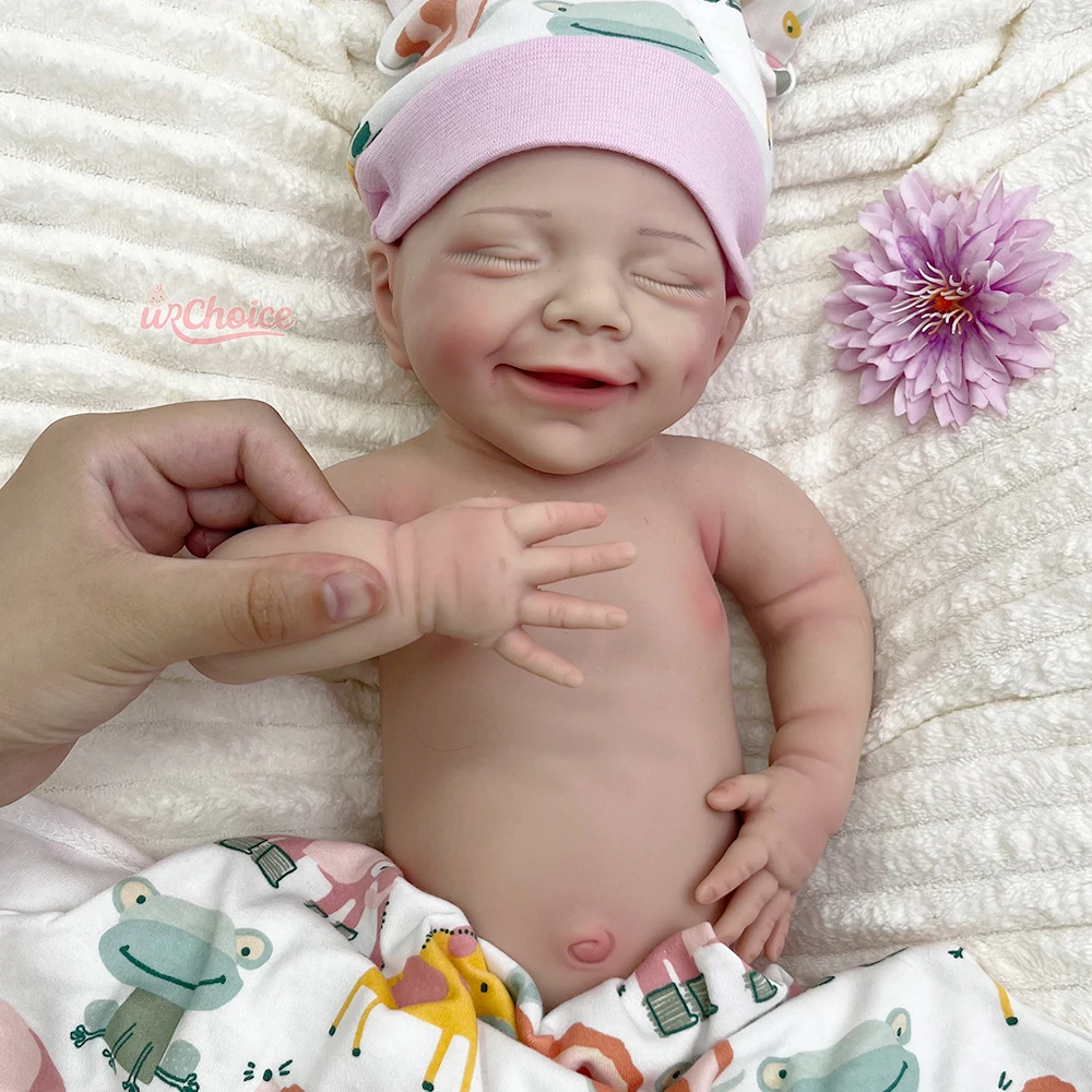 17" Smiling Realistic Soft Full Solid Silicone Reborn Baby Dolls for Girls Can Drink Educational Toys for Nursery Practice