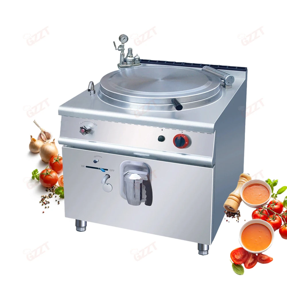 100L Stainless Steel Gas Soup Kettle With Tiered Boiling Pan Electric Jacketed Boiling Pan Commercial Cooking Equipment China