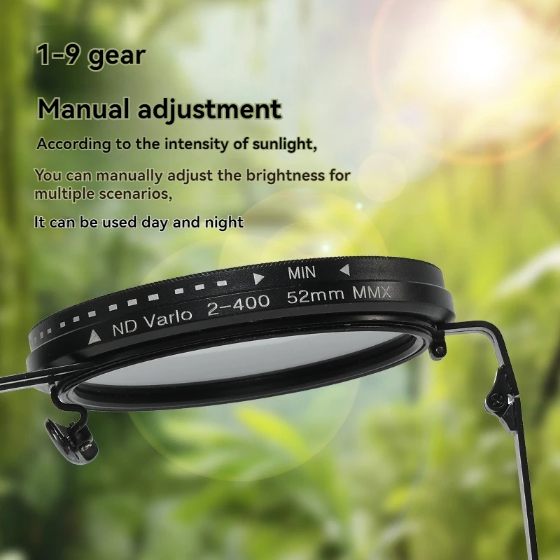Hot High Quality Round Polarized Brightness Adjustable Sunglasses Aperture ND Filter Tint Adjustment Sunglasses with Camera Lens