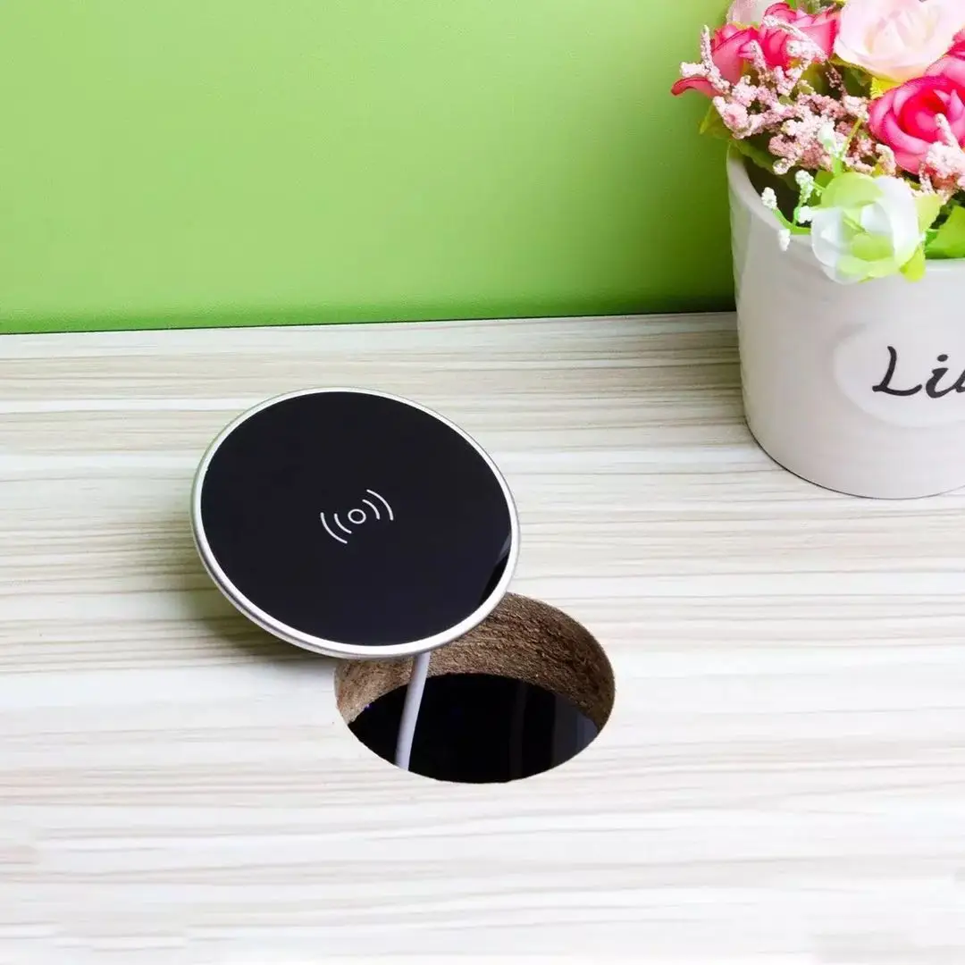 Беспроводной зарядный стол, беспроводная настольная зарядка, встроенное зарядное устройство Qi для офиса, отеля, барного стола